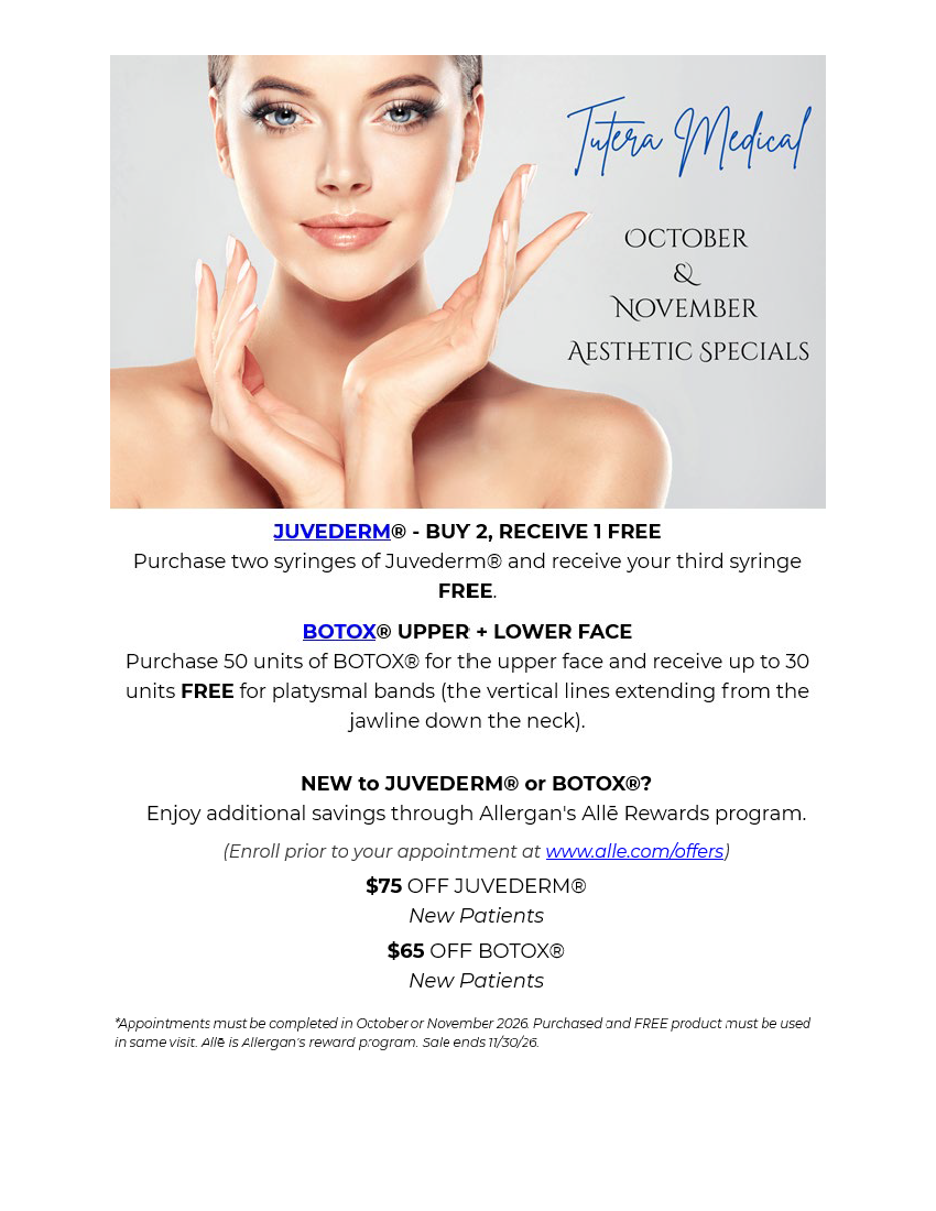 2026 Oct Nov Aesthetic Sale